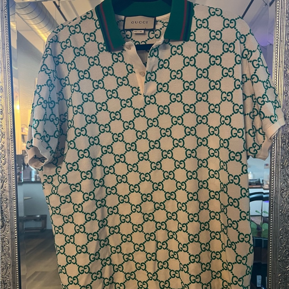 Gucci White and Green Men's Shirt